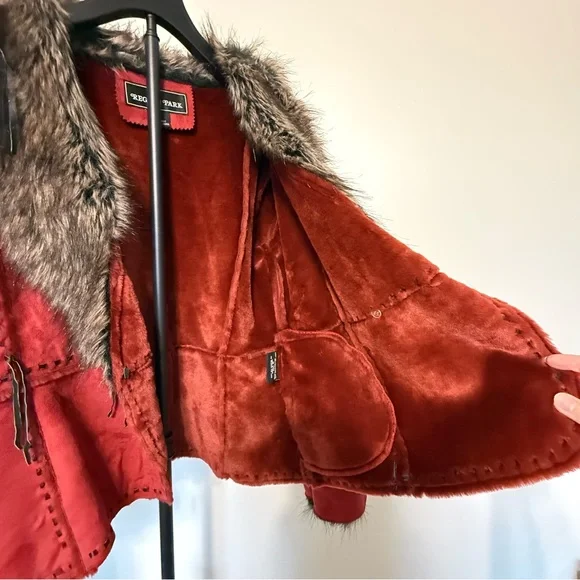 SOLD!! OFFERS INVALID! Regent Park Faux Suede Coat with Faux Fur Collar Size M - Picture 7 of 15